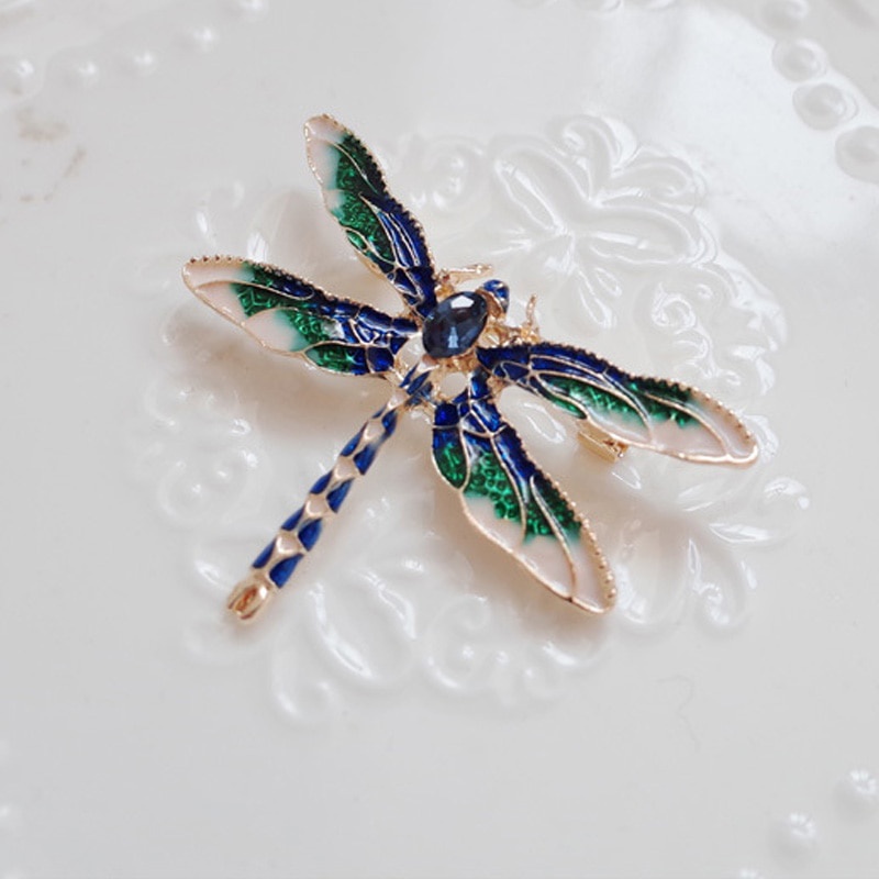 Ghim Cài Áo Hình Chuồn Chuồn Đính Đá Phong Cách Cổ Điển Sang Trọng Cho Nữ