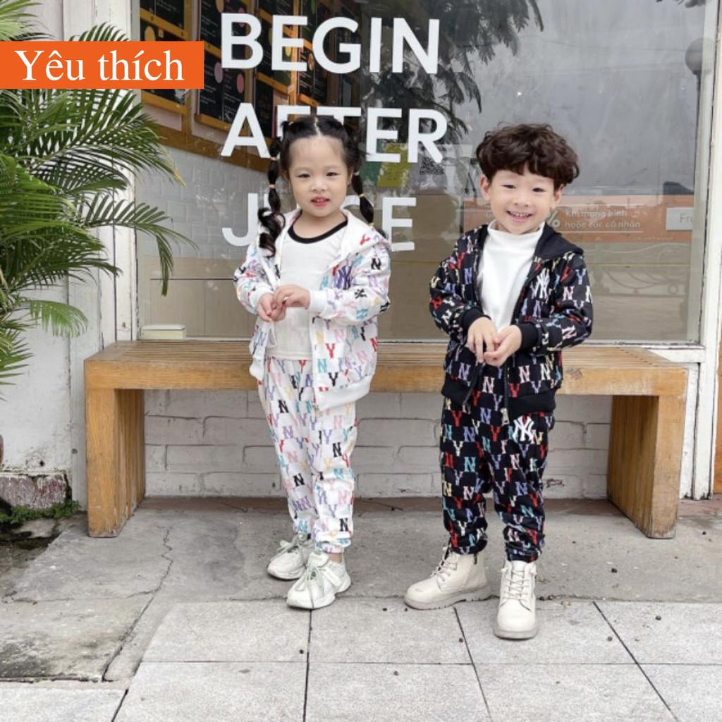 Đồ bộ nỉ cho bé MLB, bộ nỉ bé trai bé gái chất dày dặn bé đi học đi chơi size 12-30kg
