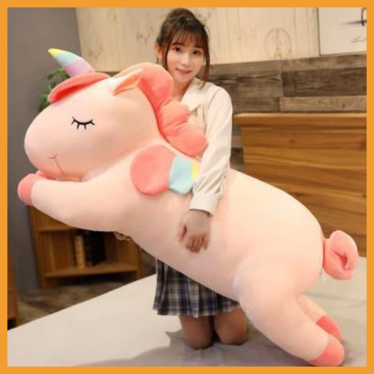 Gấu bông ôm ngủ ngựa pony kì lân 1 sừng unicom thú nhồi bông dễ thương (size 90cm-110cm-120cm)