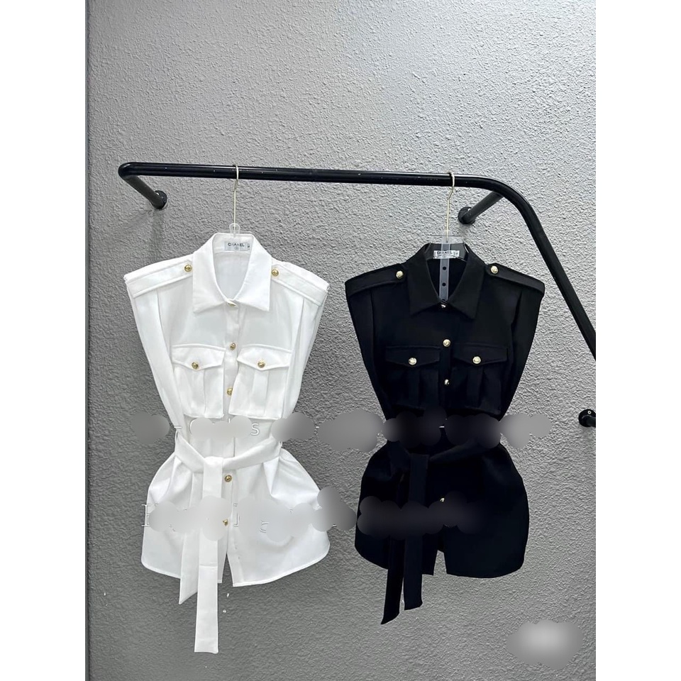 Sét váy kèm chân váy xếp ly 2 màu