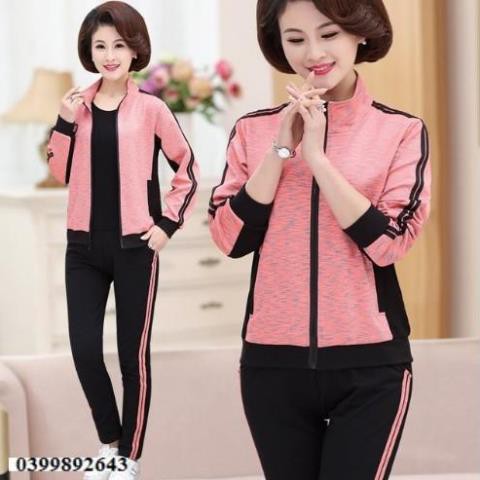 bộ quần áo thể thao trung tuổi - bộ quần áo khoác thu đông cực đẹp vải ly hợp dày dặn