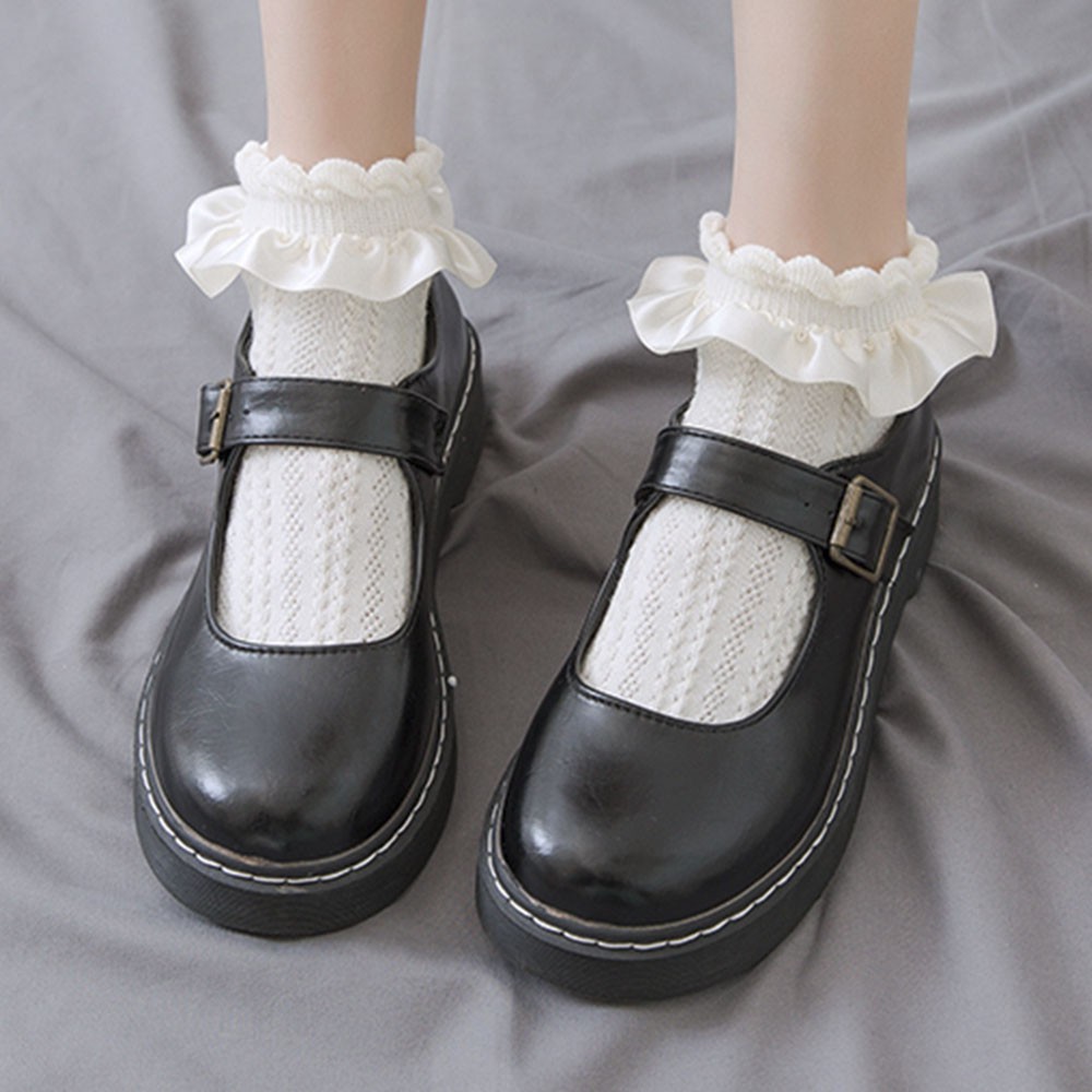 Vớ Cotton Cổ Ngắn Phối Ren Xinh Xắn Dành Cho Nữ