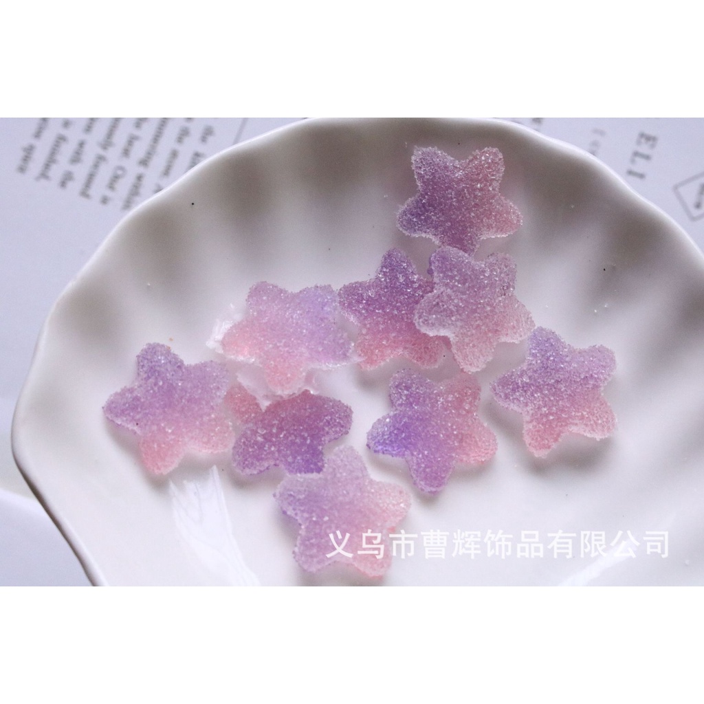 Charm hình viên kẹo dẻo trái tim và ngôi sao, stiker viên kẹo trang trí kẹp tóc, ốp điện thoại, phu kiện làm đồ handmade