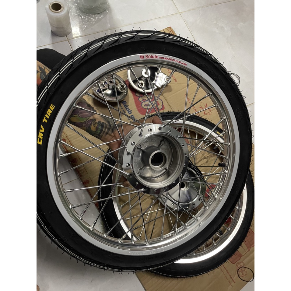 Bộ CDN dành cho wave và dream căm osaka đùm crom niềng nhôm bạc solute  kèm má crom full vỏ ruột 60/90 và 70/90