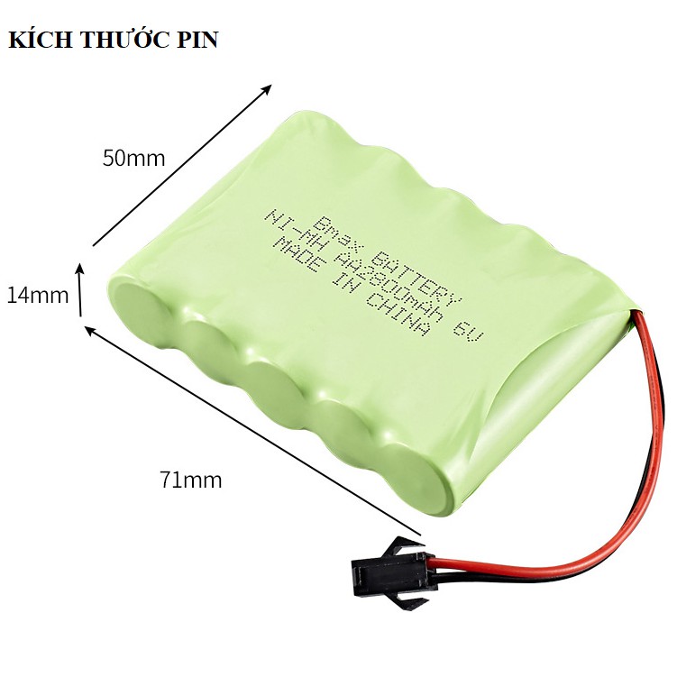 Pin sạc xe điều khiển loại 6V dung lượng cao 2600mAh / 1800mah đầu nối loại SM