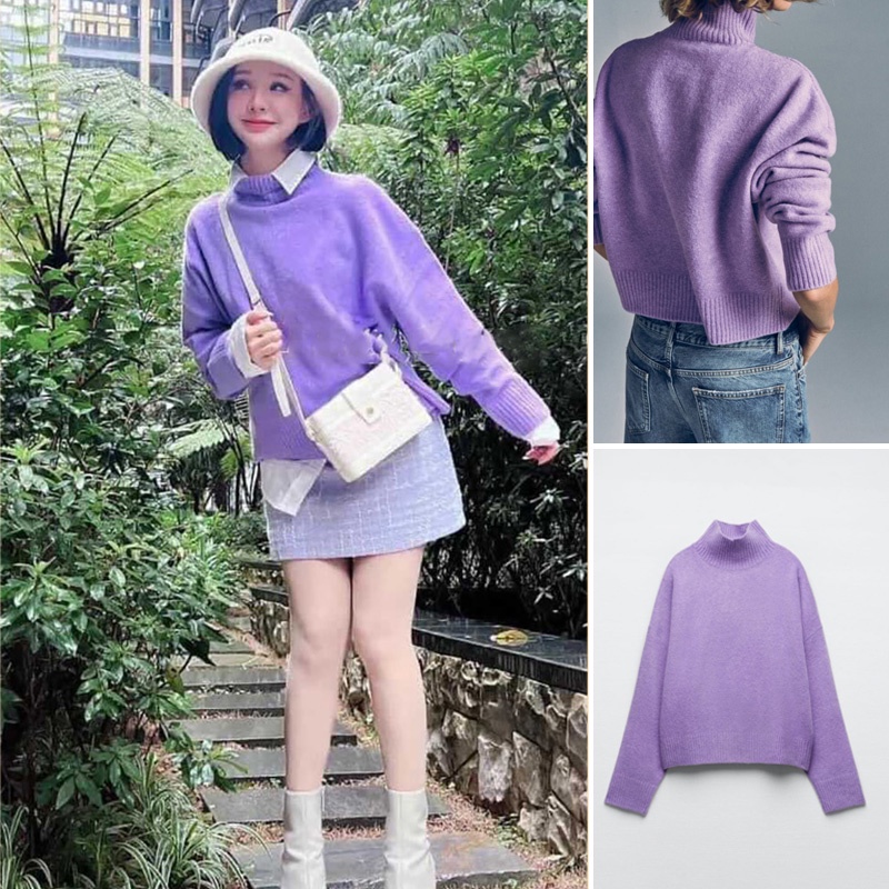 ÁO LEN LÔNG CỪU CAO CỔ NỮ MÀU TÍM - 5536/111