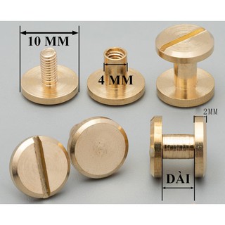 [ 5 BỘ ]Ốc vít đồng - inox đinh tán đồng xi vàng nhập khẩu cho dây nịt, thắt lưng,túi ví,đồ da thủ công, ốc lịch