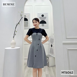 Đầm cổ phối đính nút BEMINE MT6042