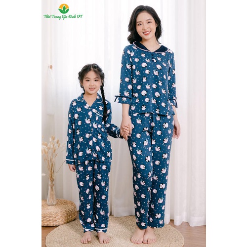 Bộ pijama lanh quần dài áo dài tay bé gái B70.2102- Thời trang gia đình VT