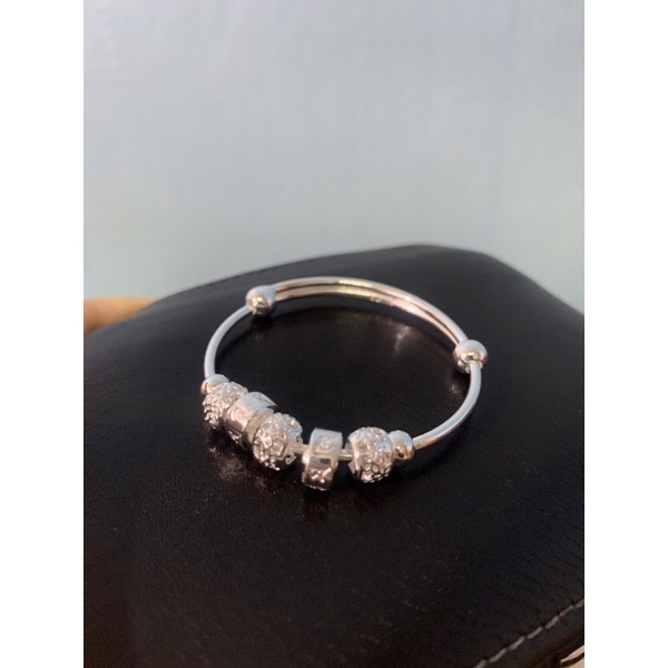 Vòng tay trẻ em tự chỉnh kích thước vuông tròn bình an bạc chuẩn 99 NGỌC MẬU