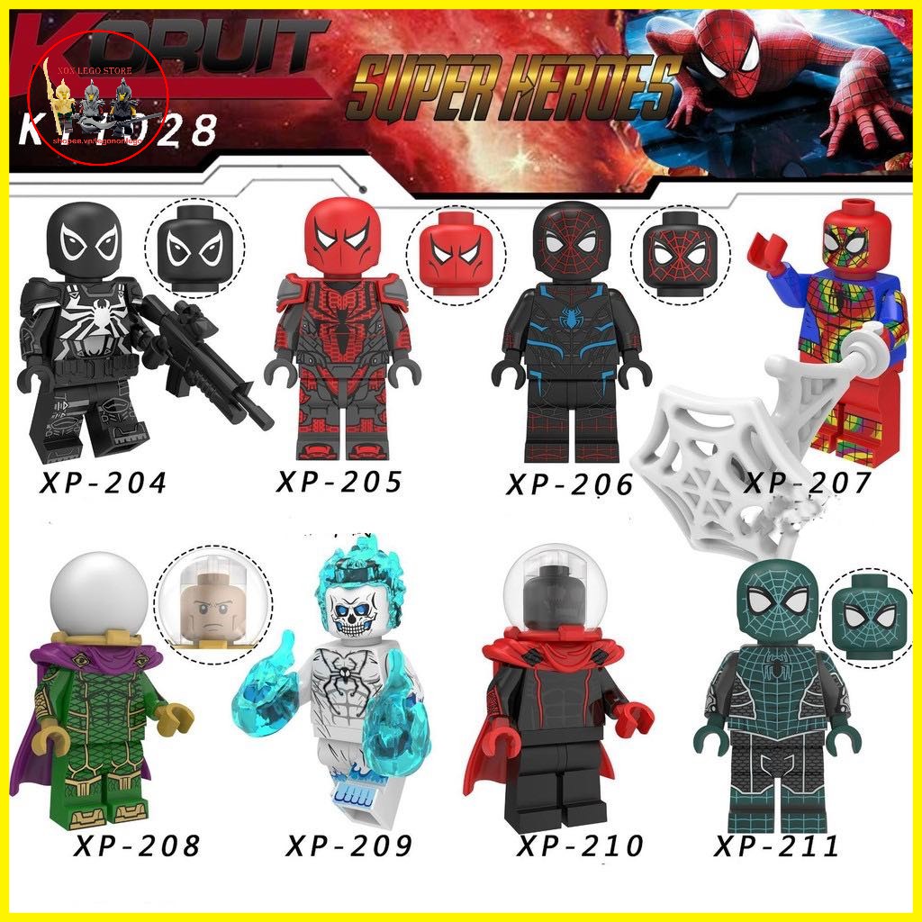 Minifigure siêu anh hùng Marvel các nhân vật lego Spider Man Mysterio Ghost Spider cực ngầu KT1028