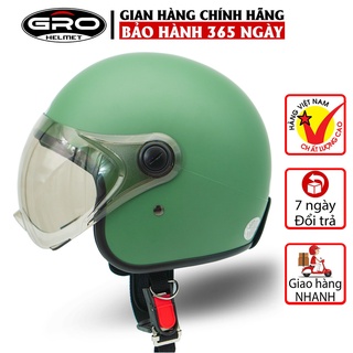 Mũ Bảo Hiểm 3/4 đầu Gro T818 kính ngắn che nửa mặt, kiểu dáng thời trang cho nữ, khóa kim loại chắc chắn - Xanh Ngọc