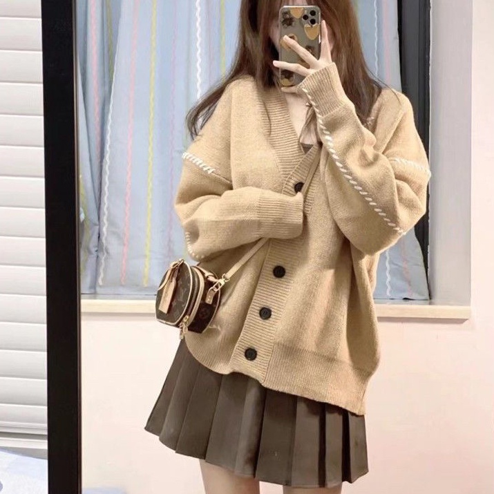 Bộ Áo Sweater Dệt Kim + Chân Váy Xếp Ly Xinh Xắn Dành Cho Nữ