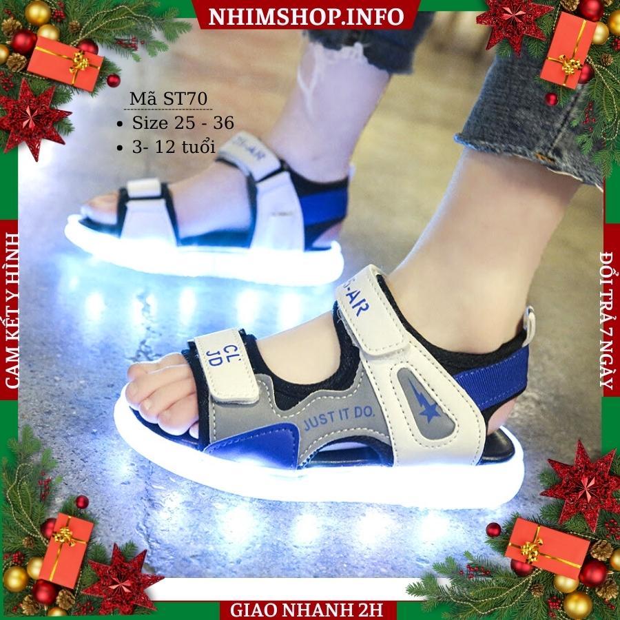 Giày sandal bé trai gái có đèn LED phát sáng thời trang sạc USB thông minh siêu bền êm chân cho trẻ em 3 - 12 tuổi ST70