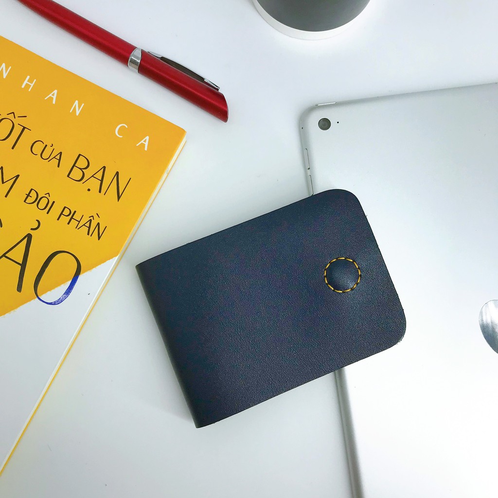 Ví bóp da bò mini handmade nhỏ gọn thời trang nam nữ Heki VS19 Sen