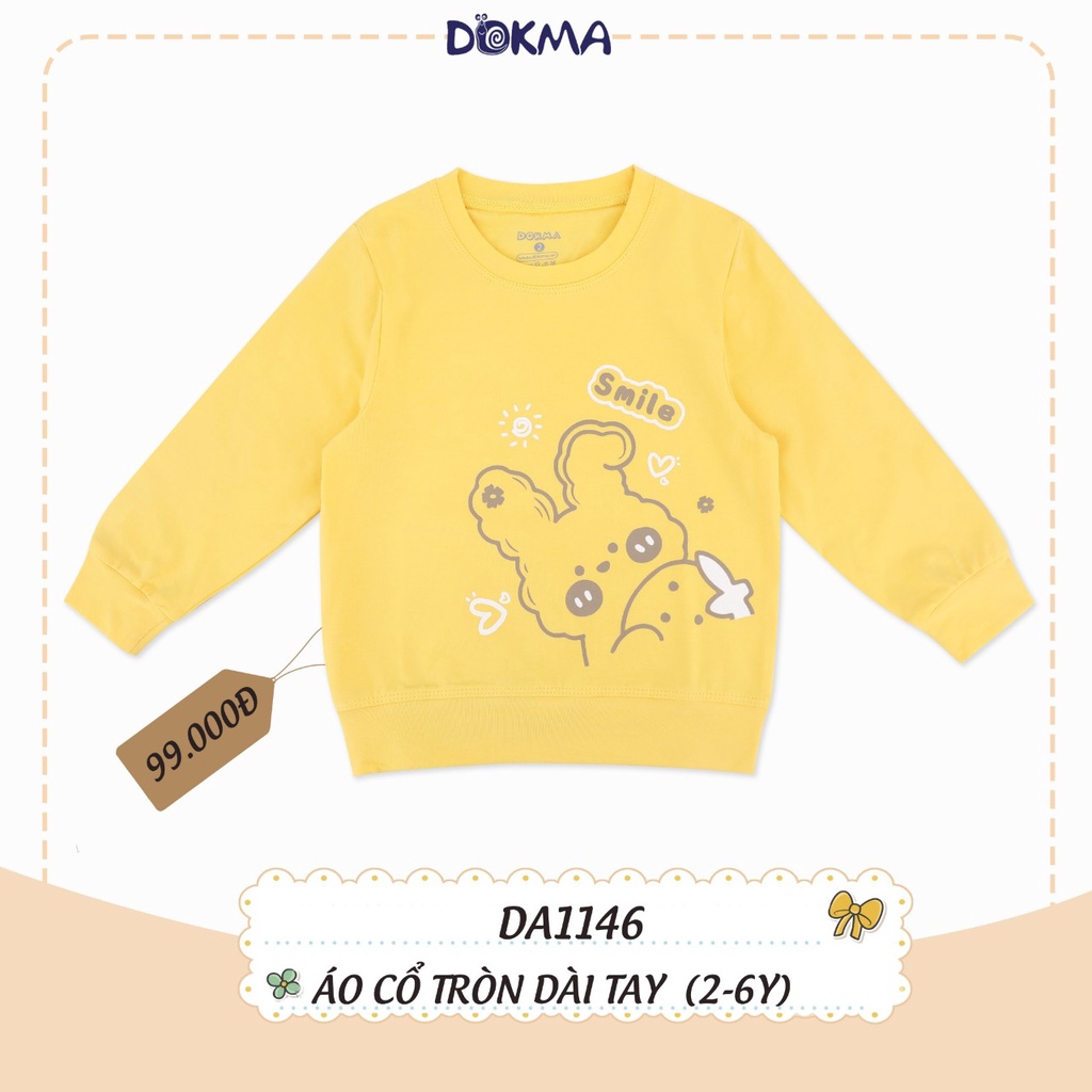 Áo cổ tròn dài tay bé gái Dokma
