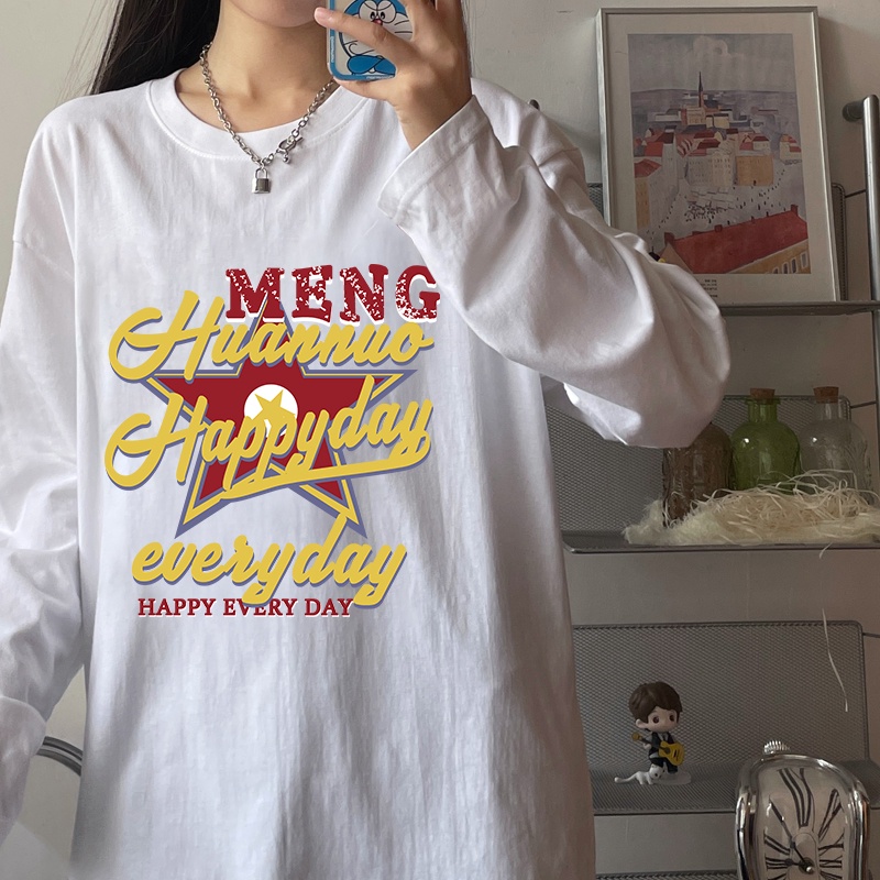 NRVP Áo Thun Nữ Dài Tay Dáng Rộng Phong Cách Hàn Quốc Mới