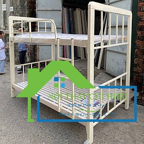 Giường sắt hộp 2 tầng sơn tĩnh điện bền đẹp không rỉ sét, Ngang : 1mx1m( Tầng Dưới – Tầng Trên)