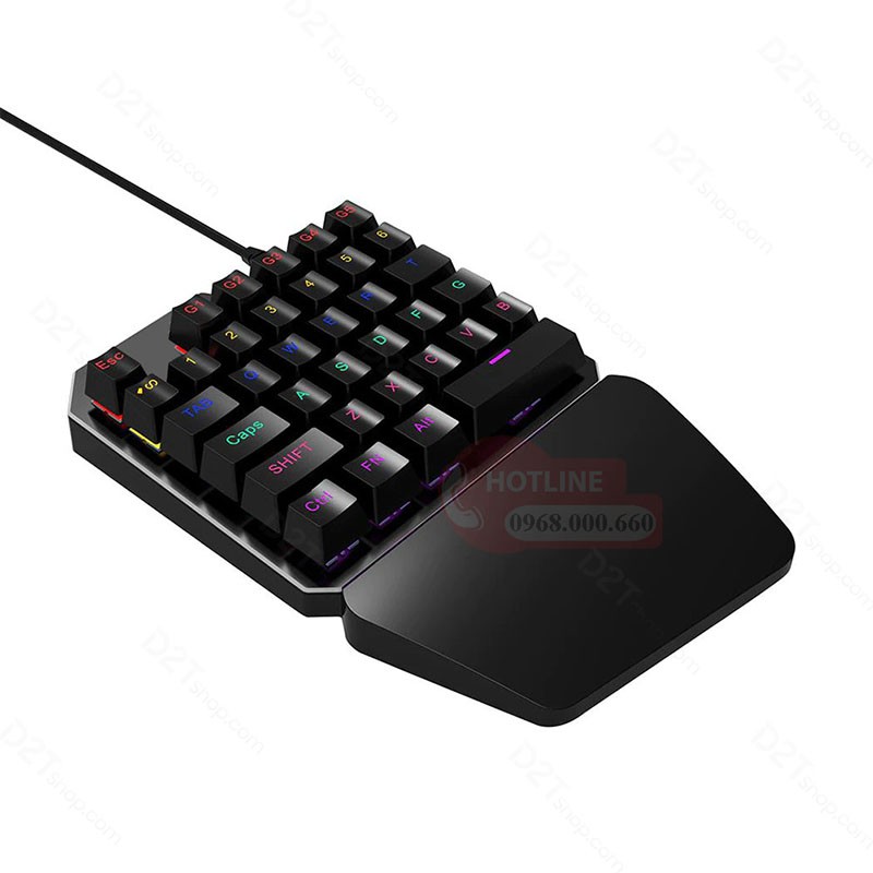 Bàn phím cơ 1 tay J100 LED RGB Rainbow chơi game PUBG, Call of Duty và các game mobile trên Rawm Shell ,Lingzha 2 Pro,Q1