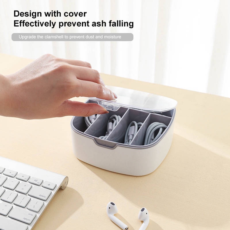 Hộp Nhựa Trong Suốt Đựng Dây Cáp Dữ Liệu Để Bàn Nhiều Ngăn Chống Bụi