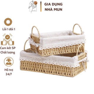 Giỏ mây đựng mỹ phẩm, bánh kẹo để bàn, giỏ cói đựng đồ chụp ảnh sản phẩm
