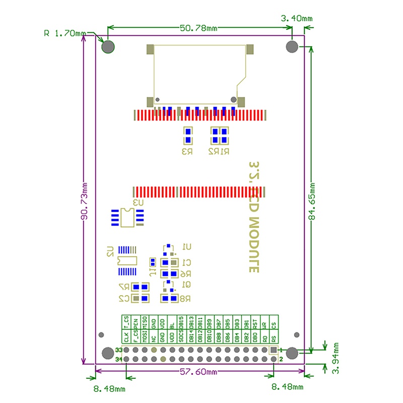 3.2 Inch Contact LCD Screen Panel ILI9341 40-Pin 240X320 TFT LCD Screen Color Screen ule