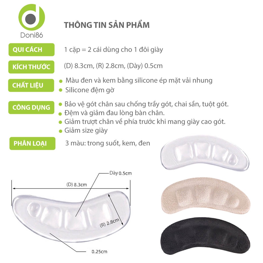 Lót giày đa năng chuyên dùng khi mang sandal giúp chống trượt bàn chân về phía mũi hoặc lót gót sau - Doni86 - DOPK277