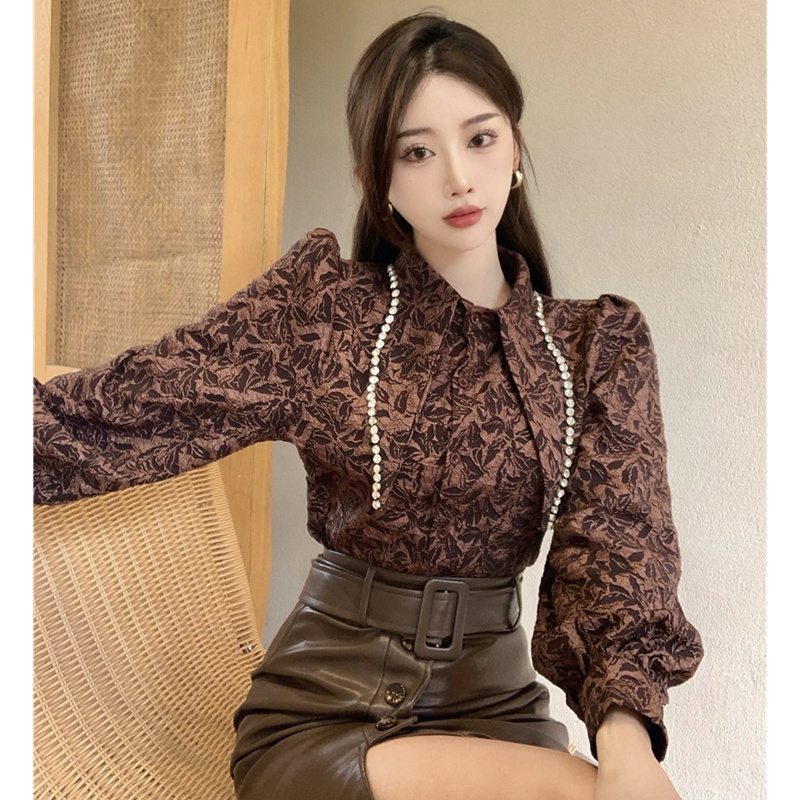 Áo sơ mi phối hàng đá đính nhân tạo dễ phối đồ thời trang mùa đông