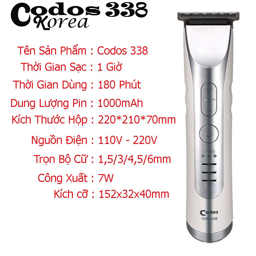 Tông đơ chấn viền cao cấp chuyên nghiệp Codos CHC-338