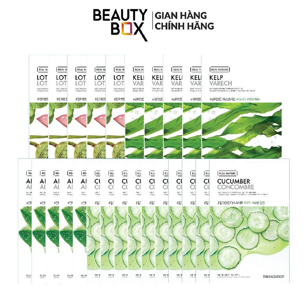 Combo 25 Mặt Nạ Sáng Da THE FACE SHOP Real Nature (dưa leo,hoa sen,rong biển,nha đam) 20g