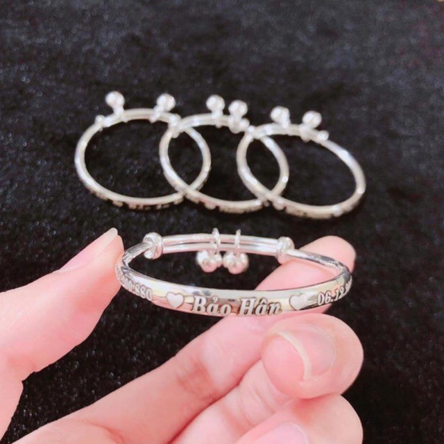 Vòng Bạc Ta Cho Bé Khắc Tên Theo Yêu Cầu Tặng Vòng Dâu Tằm- Trang Sức TNC JEWELLERY