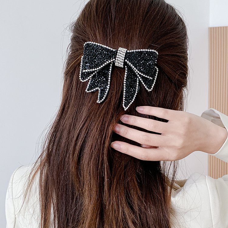 Kẹp tóc hình nơ đính đá toàn bộ phong cách Hàn Quốc cao cấp