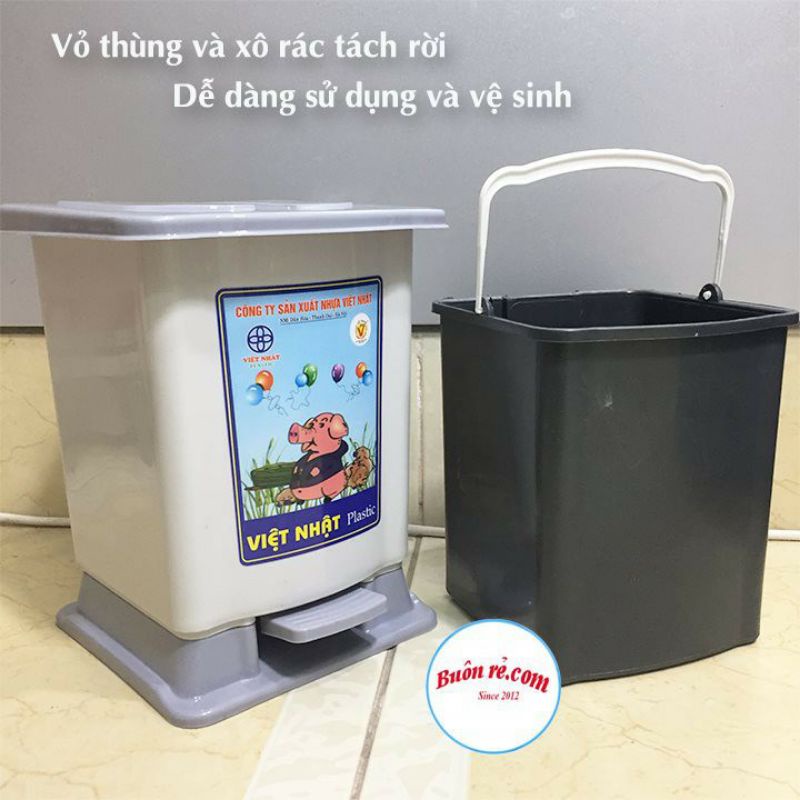 Thùng rác đạp chân bật nắp 3 size nhựa Việt Nhật