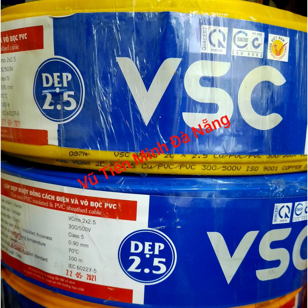 10M -100M dây điện đôi 2x2.5 Vĩnh Thịnh lõi đồng 100% + băng keo điện