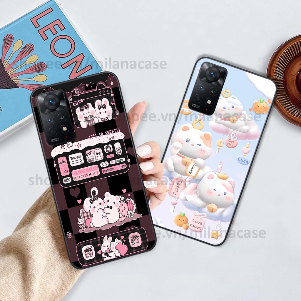 Ốp Xiaomi Redmi Note 11 4G / Note 11S / Note 11 Pro 5G hình đồng hồ icon gấu mèo cute cực dễ thương ngộ nghĩnh
