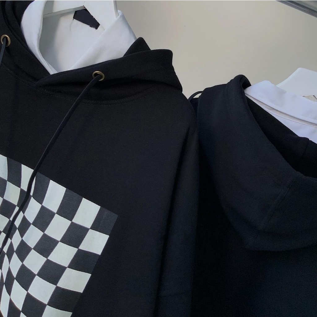 Áo Hoodie Tay Dài Phối CARO Vải Nỉ Bông Form Rộng Ulzzang Unisex | BigBuy360 - bigbuy360.vn