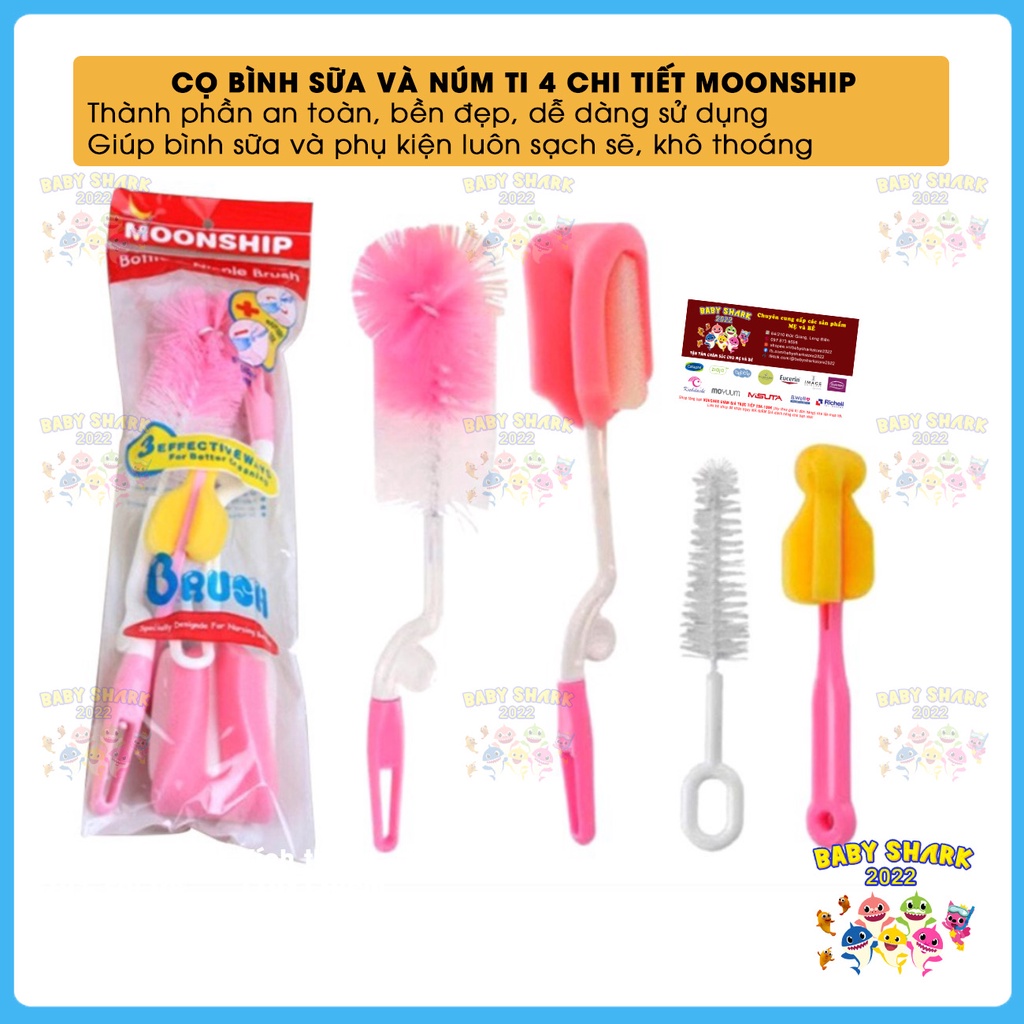 Cọ bình sữa và núm ti 4 chi tiết Moonship tiện lợi Baby Shark Store 2022