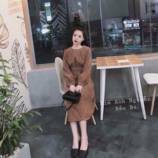 Váy nhung nơ eo