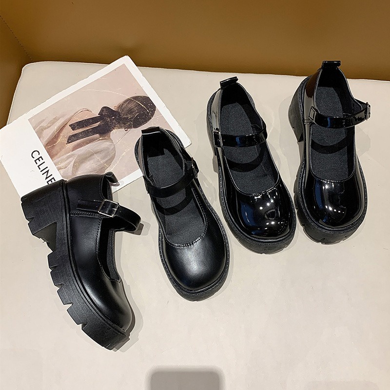 Giày nữ lolita dây cài 6 cm chất da PU mềm mịn không đau chân phong cách Vintage - Next Fashion G03