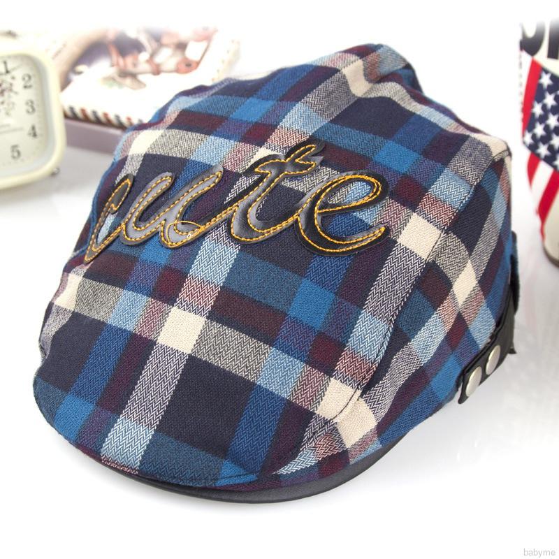 Mũ beret in họa tiết caro sành điệu cho trẻ nhỏ 2-5 tuổi