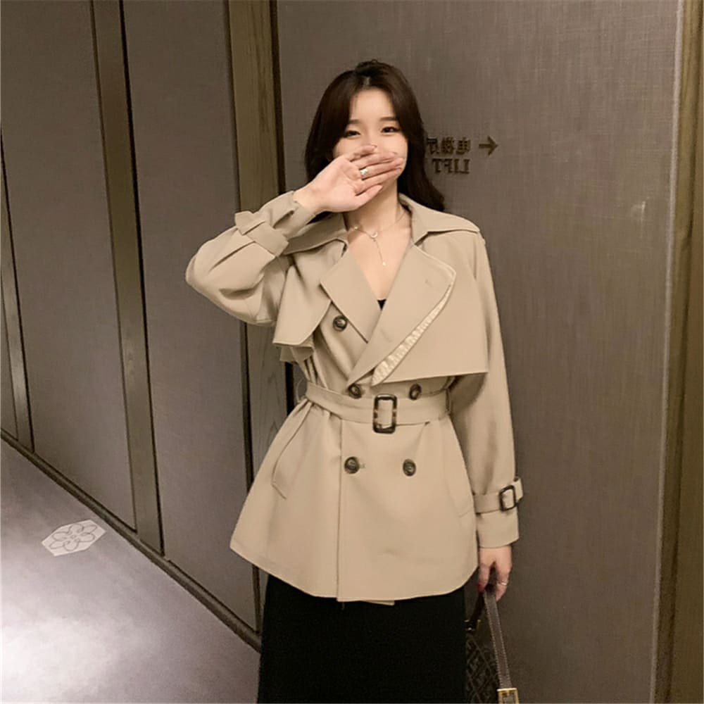 Áo khoác măng tô dáng ngắn áo trench coat - Kèm ảnh thật (HÀNG ORDER)