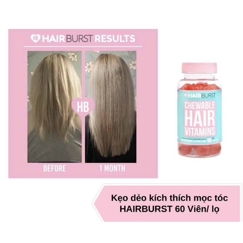 [Hàng auth] Kẹo Dẻo Vitamin Chăm Sóc, Kích Thích Mọc Tóc Hairburst Chewable Hair Vitamins