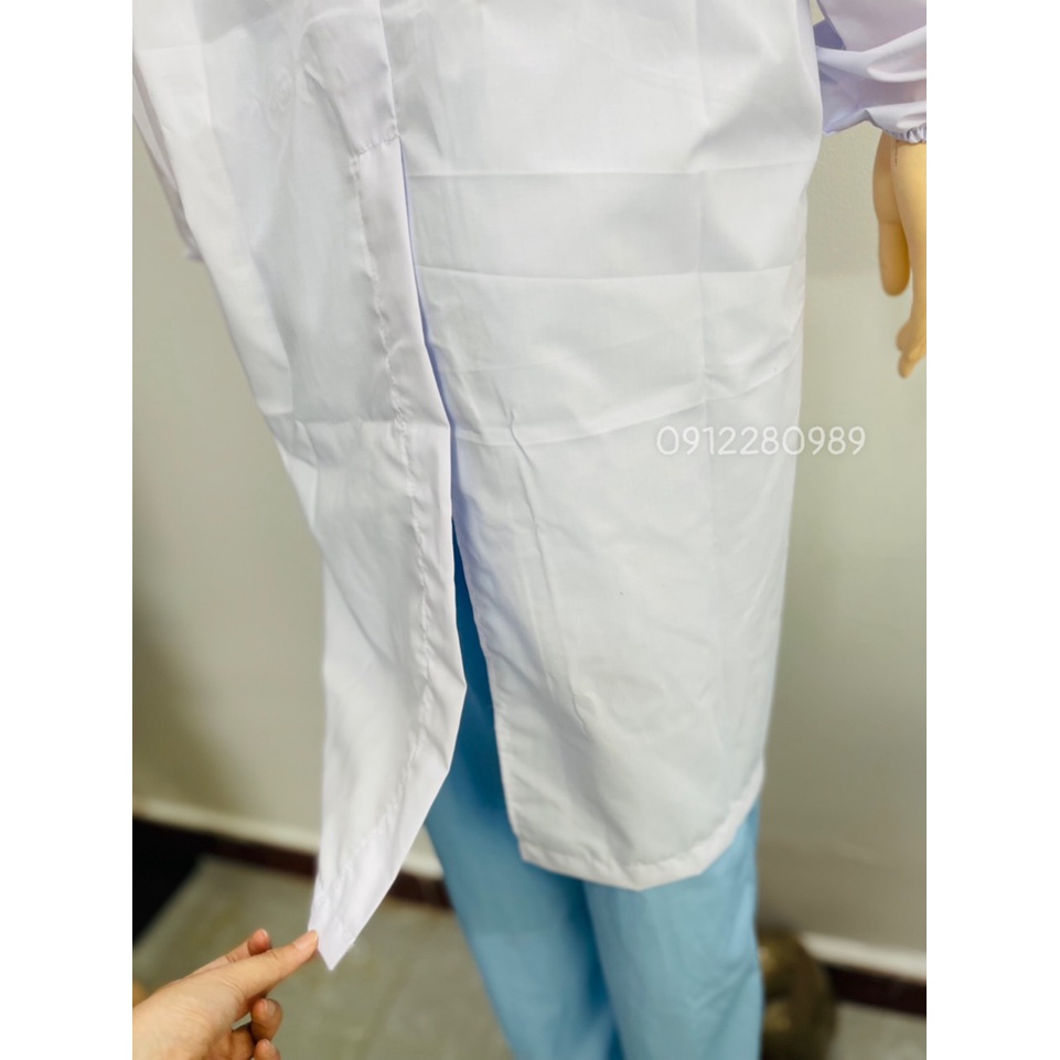 Áo Blouse tay dài nẹp dán - Áo ngành Dược Phẩm Thực Phẩm _ Hình chụp thật