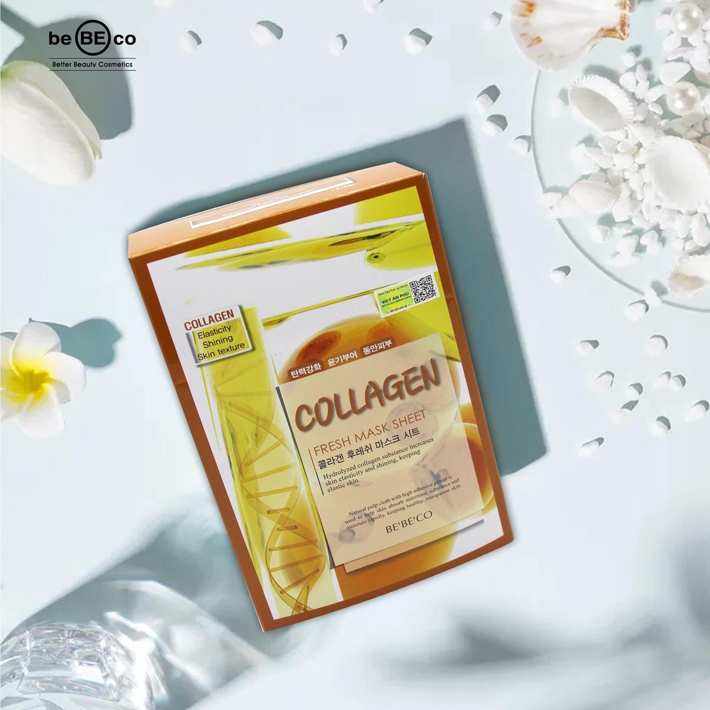 Mặt nạ dưỡng da tinh chất BEBECO Collagen Fresh Mask Sheet hộp 12 miếng
