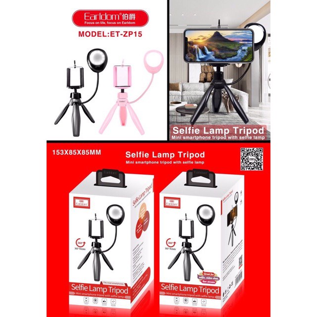 [Mã BMBAU50 giảm 10% đơn 99k] Tripod Kèm Đèn Hỗ Trợ Selfie Earldom ZP-15