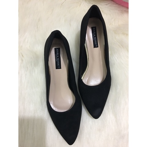 Giày Cao Gót Gót Vuông Da Lộn 5cm