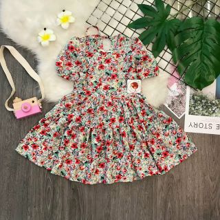 Đầm bông hoa đua sắc hè vải lụa Mango bông