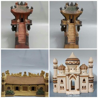 Tiểu cảnh LÂU ĐÀI, CHÙA MỘT CỘT, ĐÌNH LỚN sắc nét trang trí hồ cá, hòn non bộ, bàn làm việc ]