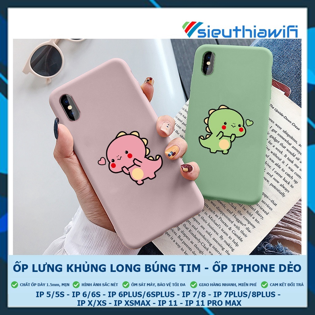 Ốp lưng iphone Khủng long tim trơn 5/5s/6/6plus/6s/6splus/7/7plus/8/8plus/x/xr/xs/11/12/pro/max/plus/promax - Awifi F3-4