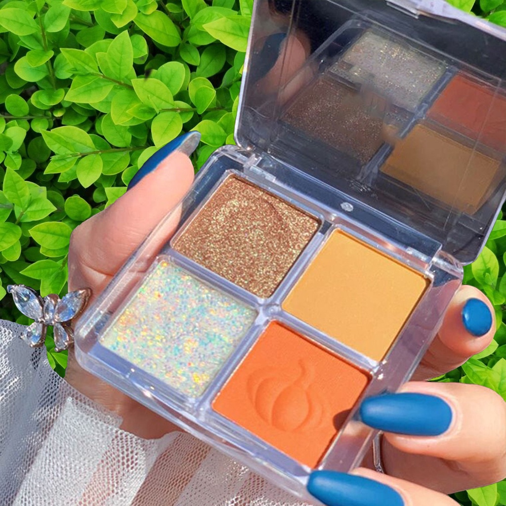 Bảng phấn mắt kim tuyến nhũ ngọc trai bí ngô chống nước không phai màu xinh xắn cho học sinh